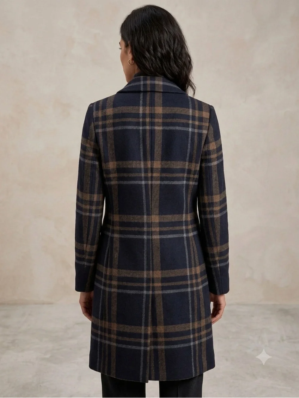 DKNY Navy and Brown Plaid Stylish Comfort for Cooler Weather - Picture 3 of 7